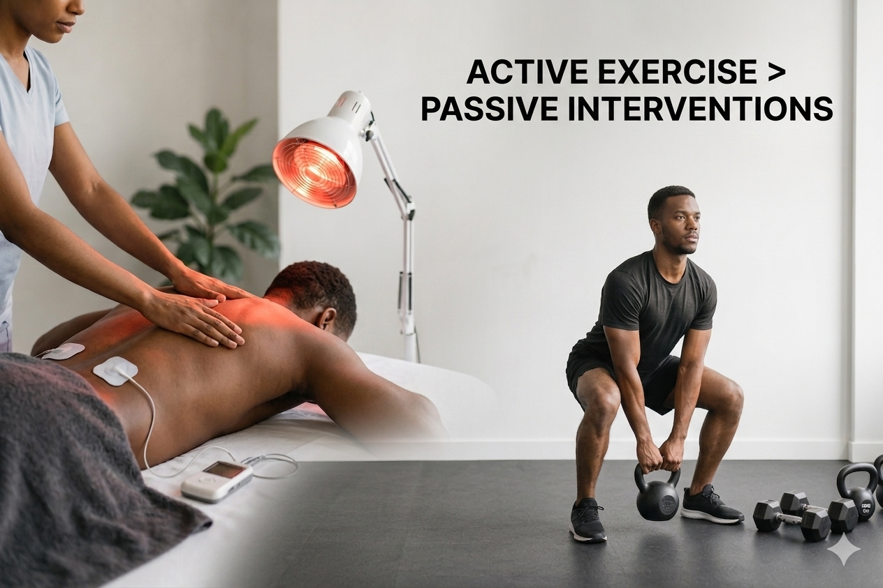 Active exercise versus passive treatment for chronic back pain