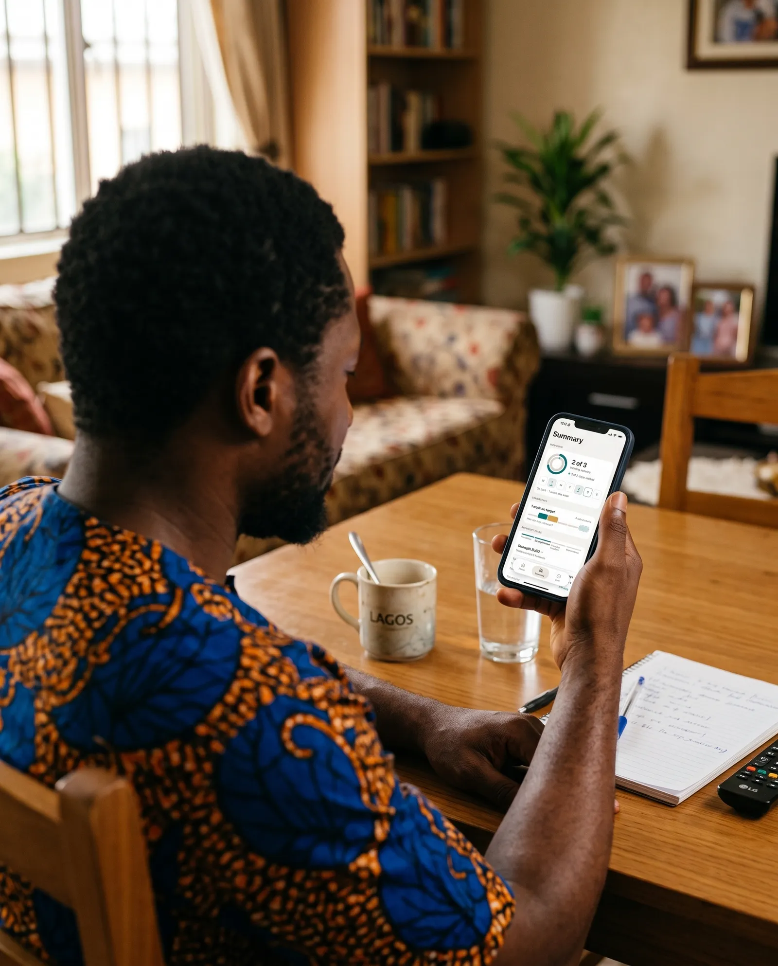 A patient reviewing their rehabilitation programme at home